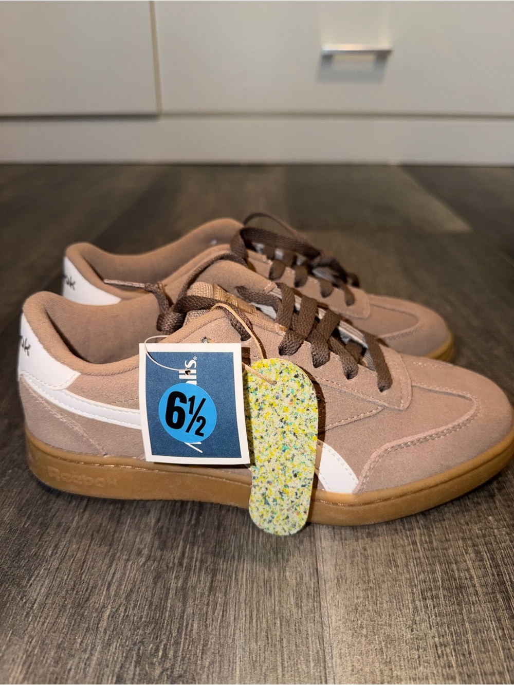 Reebok Taupe and White Classic Low-Top Sneakers